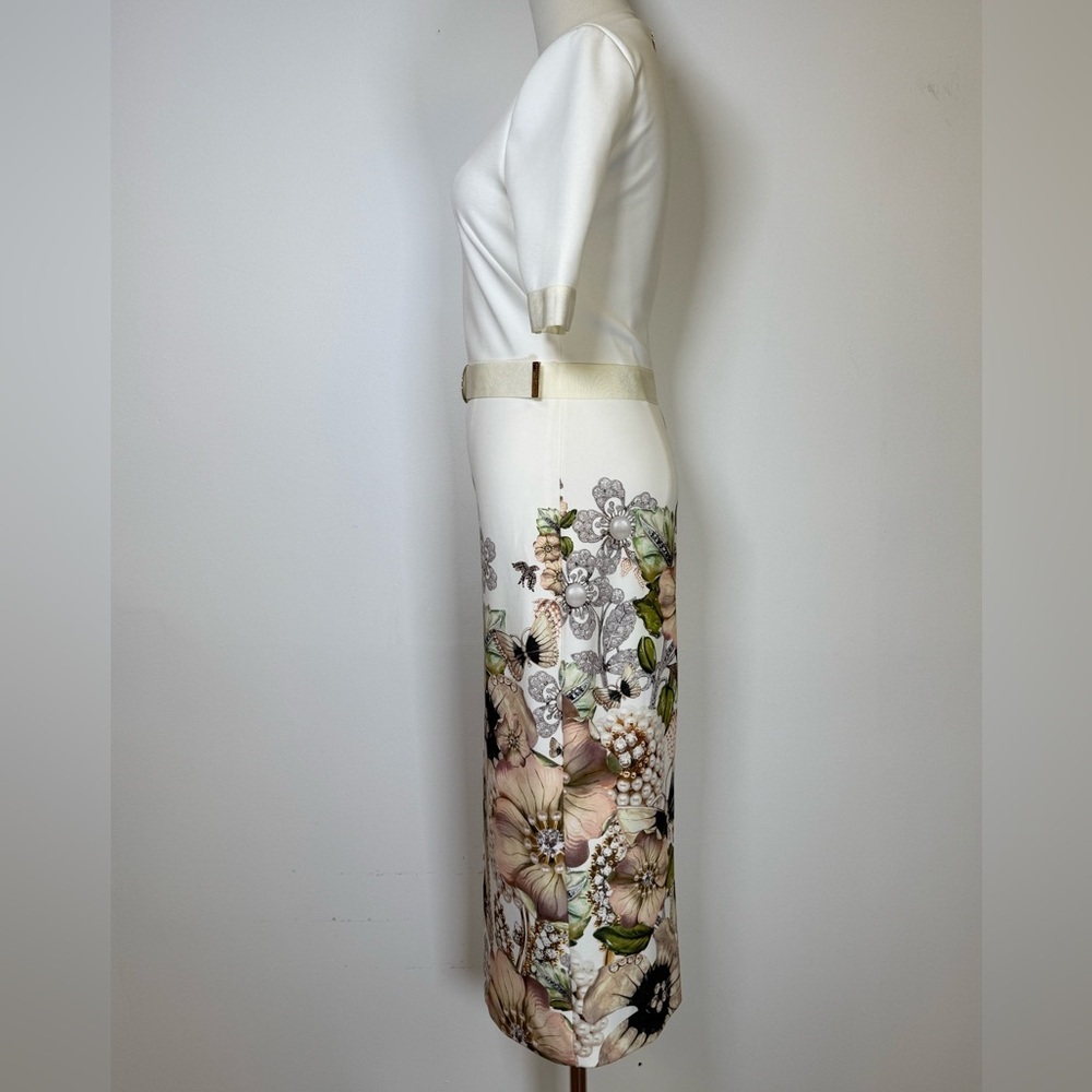 Ted Baker Layli Gem Gardens Ivory Short Sleeve Midi Dress Ted Baker 1/US Small - Picture 10 of 16